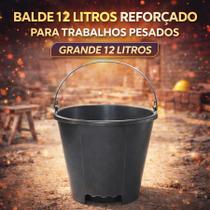 Kit Balde Plástico Reforçado 12L com Alça Resistente para Limpeza Pesada Obra e Lavanderia