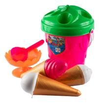 Kit Baldinho Brinquedos De Praia Para Criança Balde Sorvetão