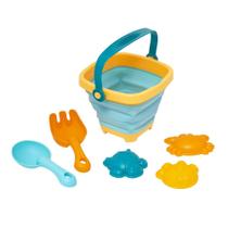 Kit Baldinho de Praia Buba Modelo Retrátil Azul e Amarelo Kit Baldinho de Praia Buba Modelo Retrátil Azul e Amarelo
