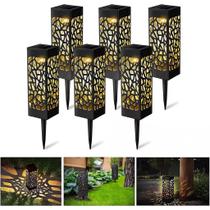 Kit Balizador Espeto Jardim Solar LED Prova D'água Quadrado Branco Quente 3000k 6UN 12UN 18UN 24UN