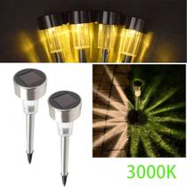 Kit Balizador Solar 1,2v Luminária Led Espeto Prata Chão Decoração Jardim Branco Quente Frio RGB 10U