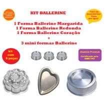Kit Ballerine Com 3 Mini Formas Ballerine + Forma Ballerine Margarida Coração Ballerine Redonda