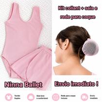 Kit Ballet Collant Regata Saia e Rede Para Coque ou Faixa Ballet Kit Dança Ballet Kit Ballet Collant Regata Saia e Rede Para Coque ou Faixa Ballet Kit Dança Ballet