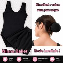 Kit Ballet Collant Regata Saia e Rede Para Coque ou Faixa Ballet Kit Dança Ballet Kit Ballet Collant Regata Saia e Rede Para Coque ou Faixa Ballet Kit Dança Ballet