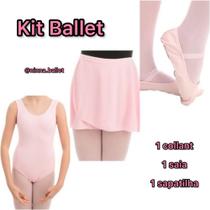 Kit Ballet Collant Regata Saia Sapatilha Rosa Preto Body de Ballet Roupa Para Ballet - NINNA BALLET