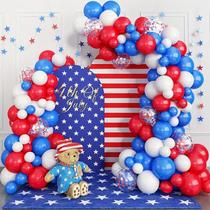 Kit Balloon Arch, 106 unidades, vermelho, branco, azul, tema patriótico