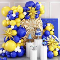 Kit Balloon Arch, 116 unidades, azul, amarelo, branco com estrelas douradas Kit Balloon Arch, 116 unidades, azul, amarelo, branco com estrelas douradas