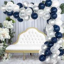 Kit Balloon Arch: 123 unidades: prata, ouro, preto, látex e papel alumínio Kit Balloon Arch: 123 unidades: prata, ouro, preto, látex e papel alumínio