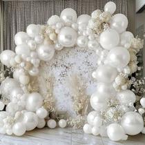 Kit Balloon Arch, 140 unidades de látex branco pérola para decoração elegante