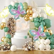 Kit Balloon Arch, 97 unidades, verde sálvia, dourado, branco com borboleta Kit Balloon Arch, 97 unidades, verde sálvia, dourado, branco com borboleta
