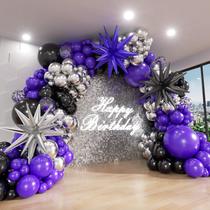 Kit Balloon Arch ADOINBY roxo/preto com 132 unidades para festa Kit Balloon Arch ADOINBY roxo/preto com 132 unidades para festa