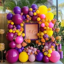 Kit Balloon Arch Captank Pink Yellow Double Stuffed