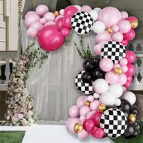 Kit Balloon Arch Car Uniquer Pink Race Car com 112 balões