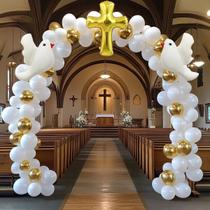 Kit Balloon Arch Cross & Dove, 120 unidades em folha dourada para eventos