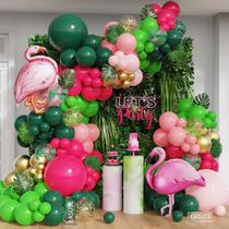 Kit Balloon Arch EASUTE Flamingo Tropical 143 unidades com balões