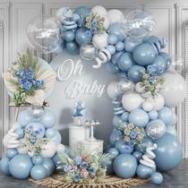 Kit Balloon Arch FEYG Dusty Blue and White para decoração de festas