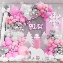 Kit Balloon Arch Froova rosa e prata para decoração de festas