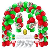 Kit Balloon Arch Garland, 100 unidades de papel alumínio de látex verde vermelho