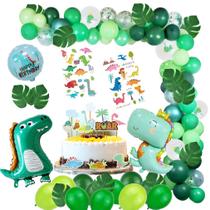 Kit Balloon Arch Garland, 106 unidades de papel alumínio de látex verde dinossauro