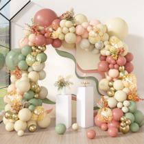 Kit Balloon Arch Garland Amandir, 173 unidades, rosa empoeirado, amarelo