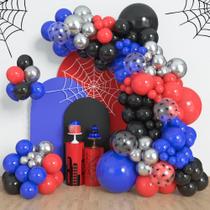 Kit Balloon Arch Garland Amandir Spider 153 unidades vermelho azul