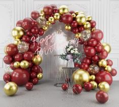 Kit Balloon Arch Garland Aooxpok Burgundy Gold 148 unidades