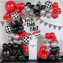 Kit Balloon Arch Garland BlissBash Race Car 126 unidades vermelho preto