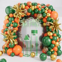 Kit Balloon Arch Garland, com 127 unidades de laranja, verde, ouro