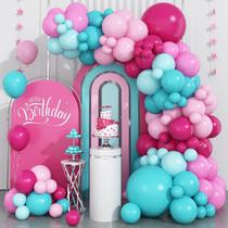Kit Balloon Arch Garland Dagelar Rosa Choque Azul Azul-petróleo Kit Balloon Arch Garland Dagelar Rosa Choque Azul Azul-petróleo
