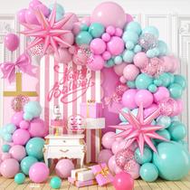 Kit Balloon Arch Garland FEYG rosa azul-petróleo turquesa