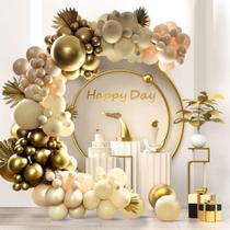 Kit Balloon Arch Garland Frigg Sand White Gold 124 unidades