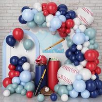 Kit Balloon Arch Garland FunHot Baseball azul marinho/vermelho