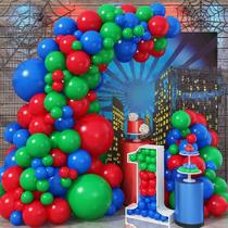 Kit Balloon Arch Garland Jobkoo Vermelho Azul Verde 110 unidades