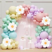 Kit Balloon Arch Garland Netnology Daisy 136 unidades em tons pastel Kit Balloon Arch Garland Netnology Daisy 136 unidades em tons pastel