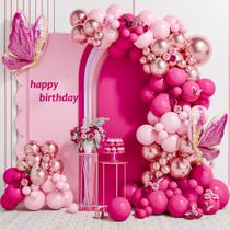 Kit Balloon Arch Garland Netnology Pink Butterfly 112 unidades