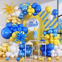 Kit Balloon Arch Garland Paeyeq azul royal amarelo 129 unidades