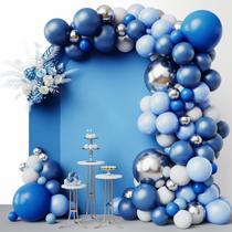 Kit Balloon Arch Garland RUBFAC azul branco prata 144 unidades