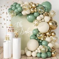 Kit Balloon Arch MEBAY Sage Green com ouro para decoração de festas