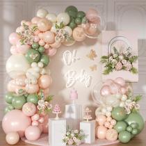 Kit Balloon Arch NUTTYBASH rosa e verde sálvia, 131 unidades