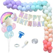 Kit Balloon Arch para festa de aniversário com 85 unidades de balões Macarons Kit Balloon Arch para festa de aniversário com 85 unidades de balões Macarons