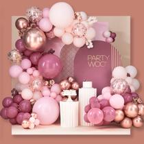 Kit Balloon Arch PartyWoo Dusty Rose com 140 unidades rosa