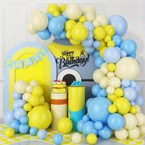 Kit Balloon Arch, tema Macaron, 101 unidades, amarelo, azul, verão