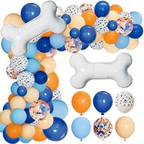 Kit Balloon Arch, tema para cães, 117 unidades de creme azul e laranja Kit Balloon Arch, tema para cães, 117 unidades de creme azul e laranja