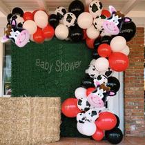 Kit Balloon Arch Theme Anhity Cowboy com vermelho, preto e branco