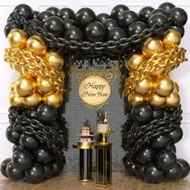 Kit Balloon Arch Vidavan preto e dourado, 100 unidades com correntes