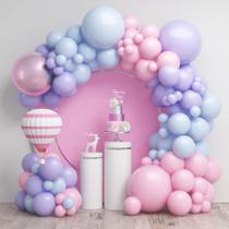 Kit Balloon Arch Wpensky Pink Blue com balões Macaron Purple