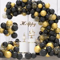 Kit Balloon Garland Arch, 100 unidades de balões de látex em ouro preto Kit Balloon Garland Arch, 100 unidades de balões de látex em ouro preto