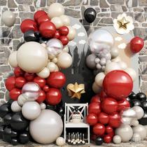 Kit Balloon Garland Arch, 107 unidades com tema bordô e preto Kit Balloon Garland Arch, 107 unidades com tema bordô e preto