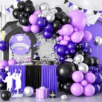 Kit Balloon Garland Arch, 114 unidades, roxo, preto, prata