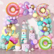 Kit Balloon Garland Arch, 125 unidades, tema de sorvete de donut Kit Balloon Garland Arch, 125 unidades, tema de sorvete de donut